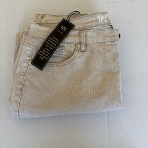 DG Diane Gilman Light Tan Denim Boot Cut Cropped Jeans Stretch 16PW NWT
